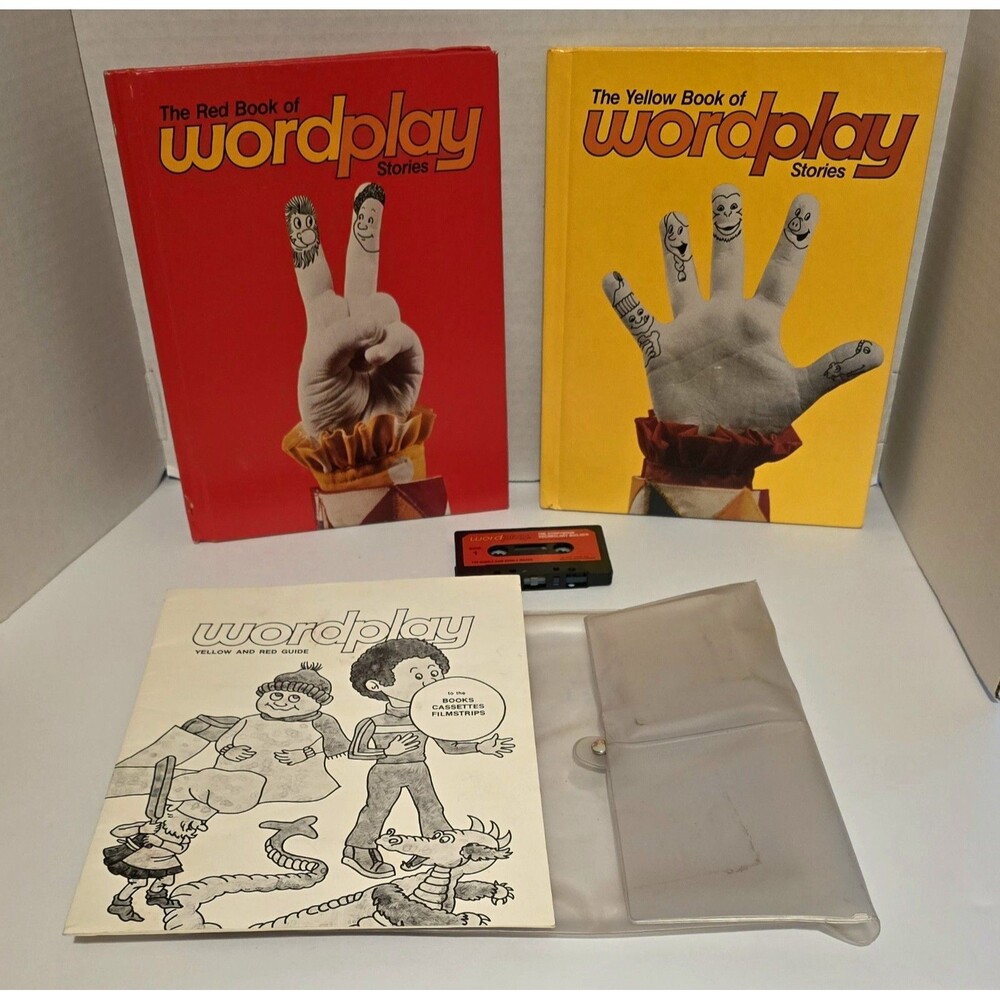 Vintage 1977 Word Play 2 HC Storybooks Vocabulary Builder Set and Cassette